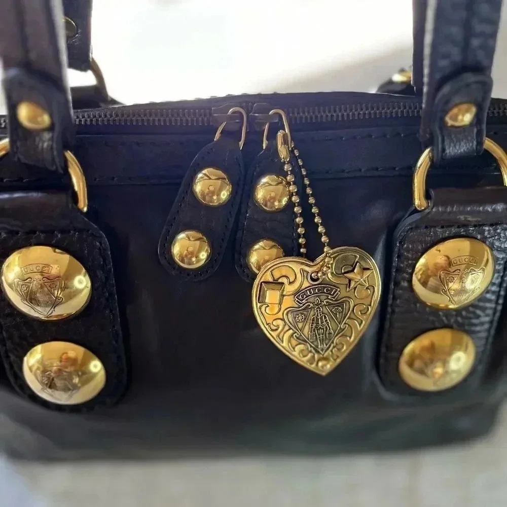 Gucci Babouska Heart GG Chocolate Brown Leather Tote Bag Gold Hardware - Picture 6 of 14